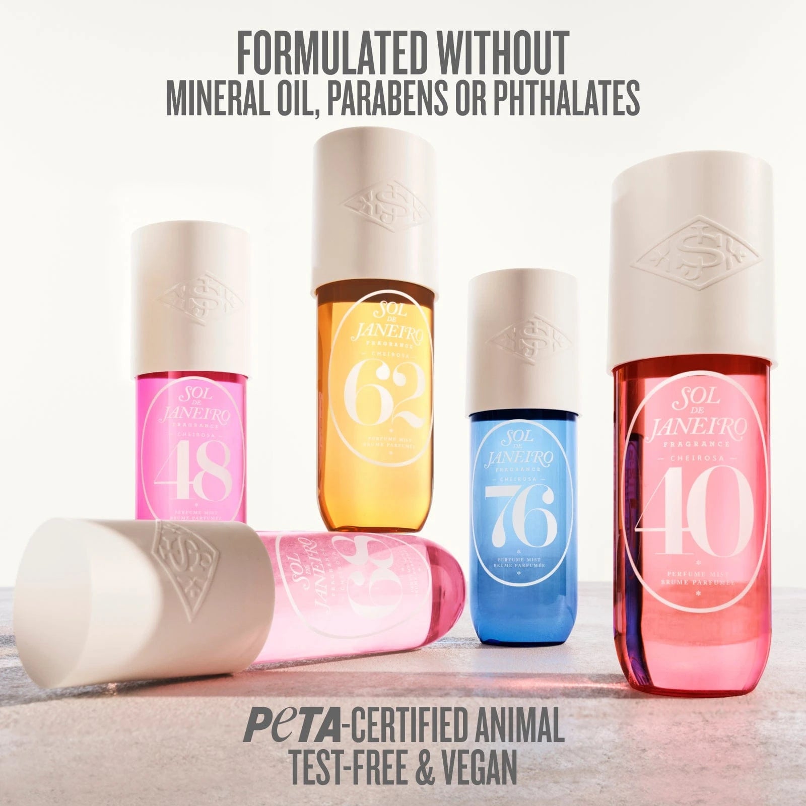 formulated without mineral oil, parabens or phthalates peta-certified animal test-free and vegan